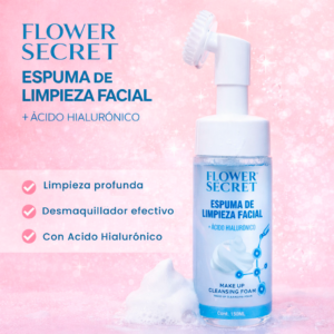 Espuma limpiadora facial Flower Secret con cepillo aplicador para limpieza profunda